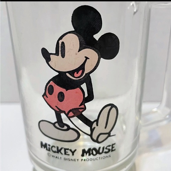 Vintage Walt Disney Mickey Mouse Clear Glass Beer Mug Cup Stein 7.25 inches - Picture 5 of 6